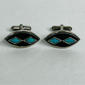 vintage st labre diamond shape turquoise southwestern cufflinks costume